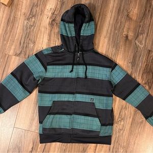 Volcom Dark Teal and Gray Fleece Lined Zip Up Hoodie